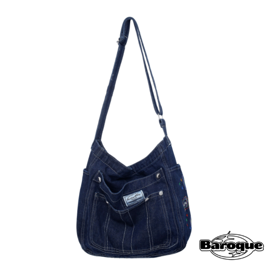 DARK BLUE Y2K SHOULDER BOOK BAG