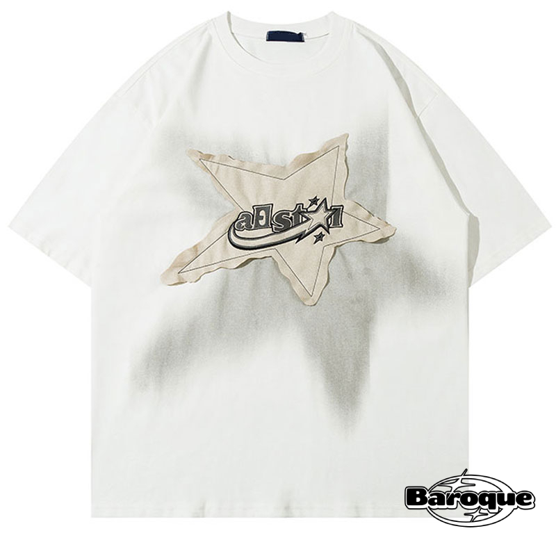 White Y2K Star Patch Tee